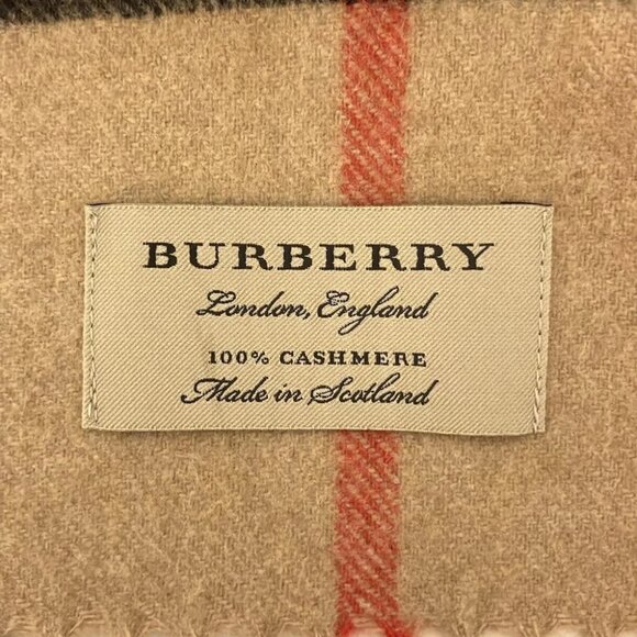 Auth BURBERRY LONDON ENGLAND - Light Brown Black Red Cashmere Scarf - Picture 5 of 5